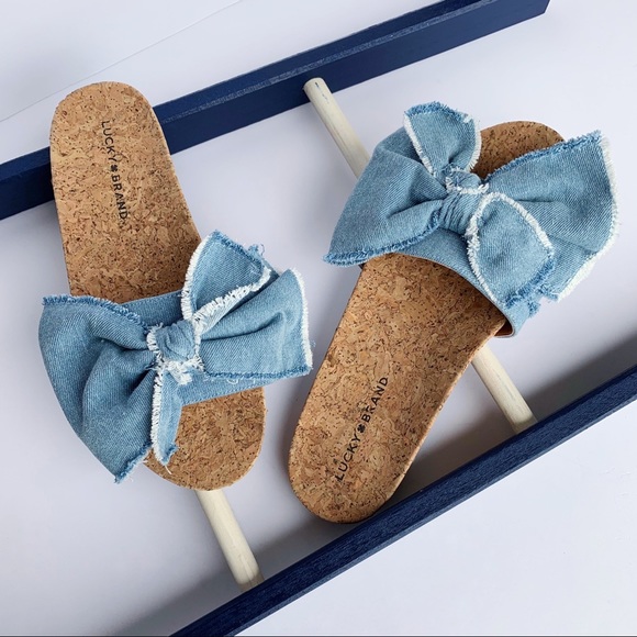 Lucky Brand Shoes - NWOT Lucky Brand Blue Jean Bow Slide-ons
